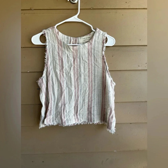 Rag & Bone  Linen Summer Lightweight Striped Sleeveless Crop Tops - Size Medium - Picture 1 of 4